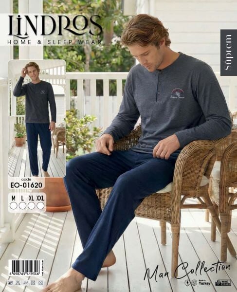 LİNDROS 01620 ERKEK SÜPREM PİJAMA TAKIMI