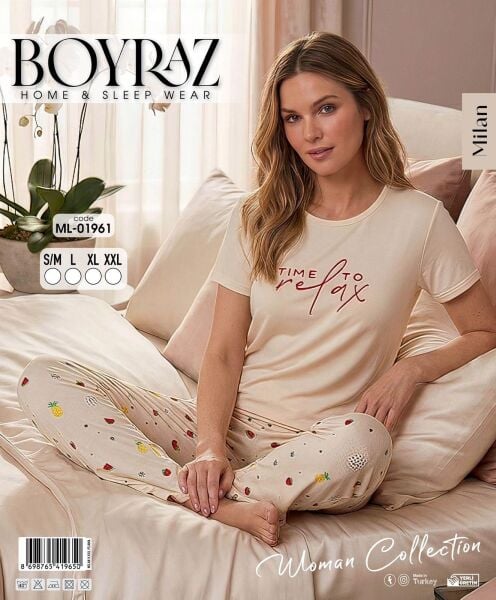BOYRAZ 01961 MİLAN KISA KOL PİJAMA TAKIM