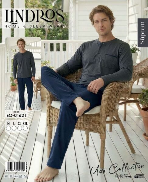 LİNDROS 01621 ERKEK SÜPREM PİJAMA TAKIMI