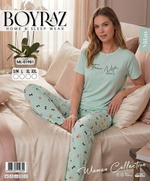 BOYRAZ 01981 MİLAN KISA KOL PİJAMA TAKIM