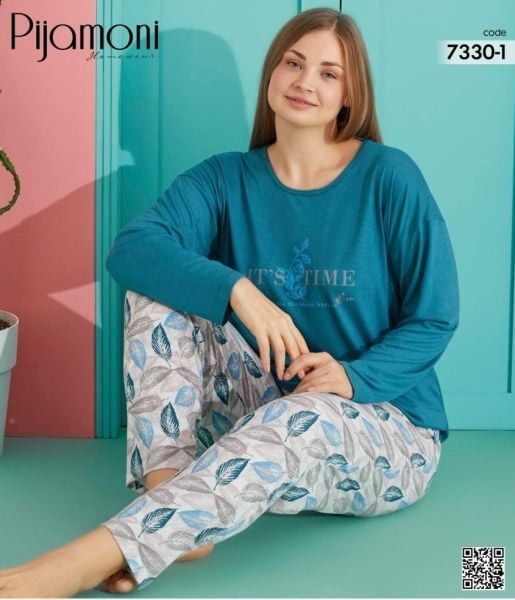 PİJAMONİ 7330-1 POLYVİSKON BATTAL PİJAMA TAKIM