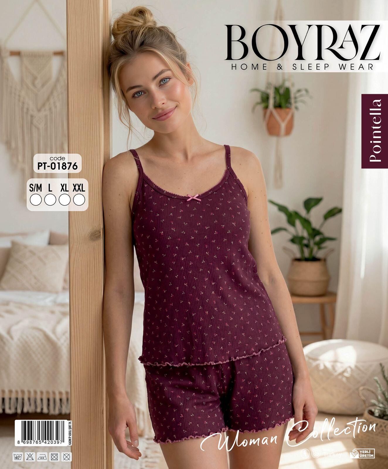 BOYRAZ 01876 POİNTELLA İPASKI ŞORTLU PİJAMA TAKIM