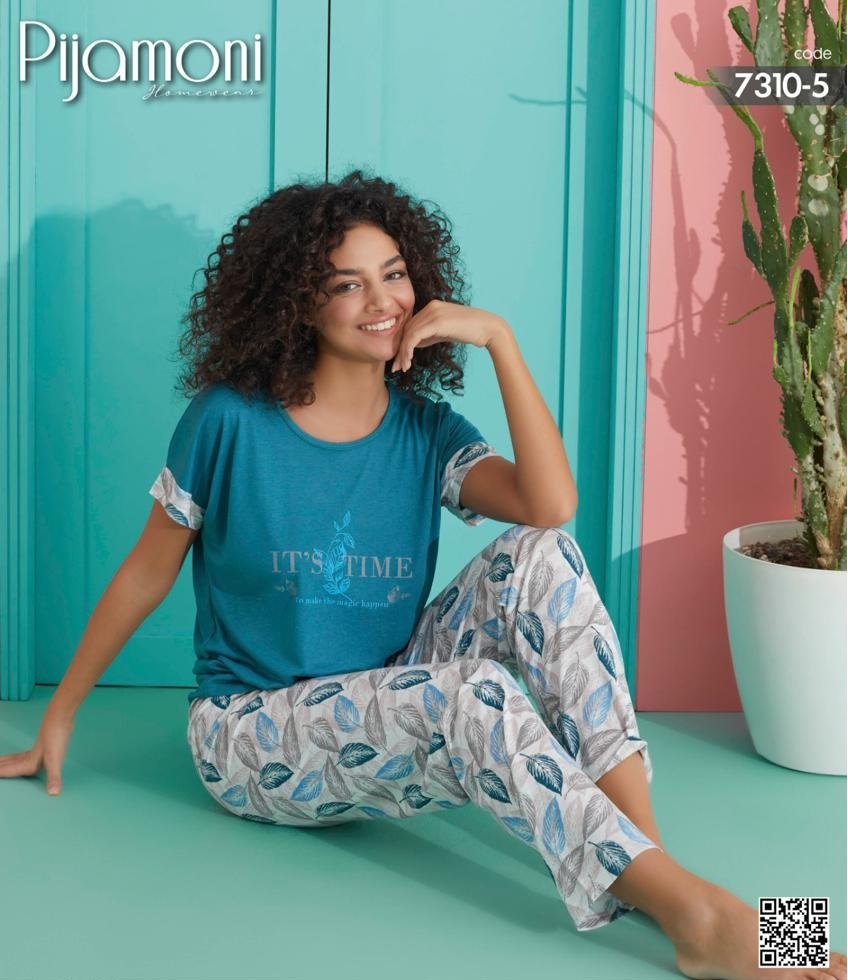 PİJAMONİ 7310-5 POLYVİSKON KISA KOL PİJAMA TAKIM