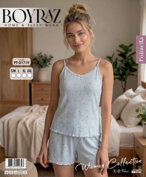 BOYRAZ 01719 POİNTELLA İPASKI ŞORTLU PİJAMA TAKIM