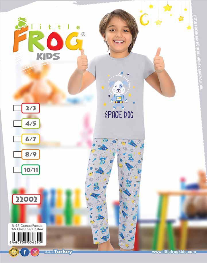 FROG 22002 ERKEK ÇOCUK KISA KOL PİJAMA TK 3-11 YŞ