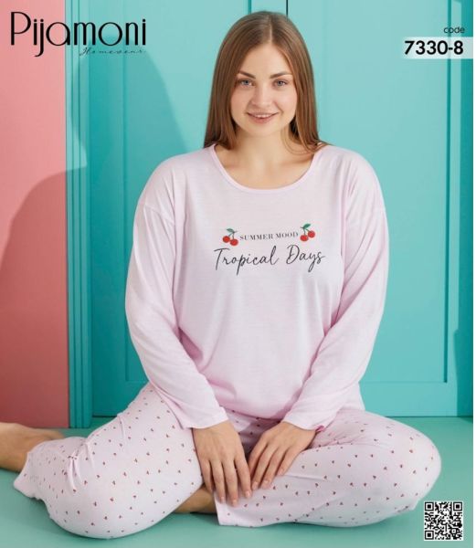 PİJAMONİ 7330-8 POLYVİSKON BATTAL PİJAMA TAKIM
