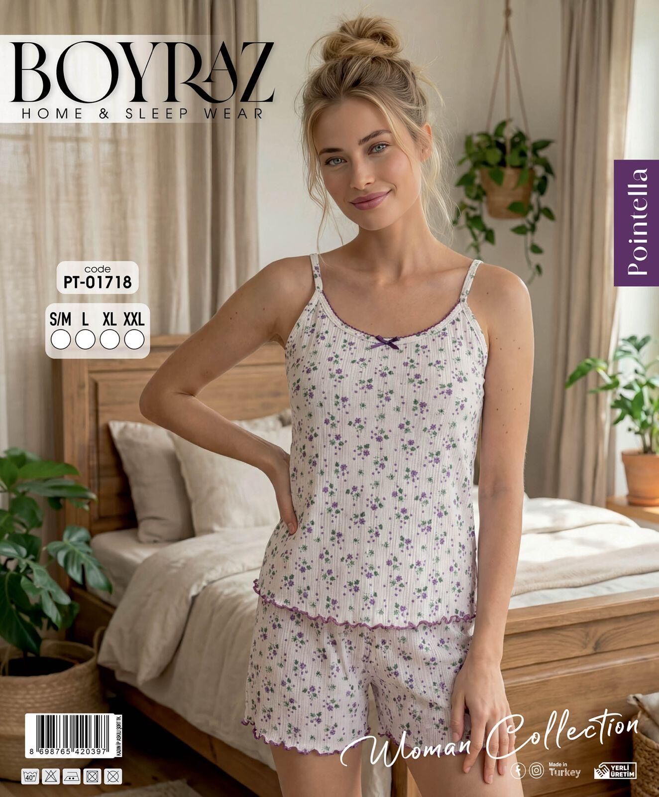 BOYRAZ 01718 POİNTELLA İPASKI ŞORTLU PİJAMA TAKIM