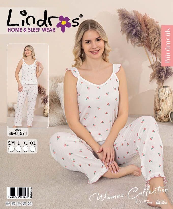 LİNDROS 01571 BÜRÜMCÜK İPASKILI PİJAMA TAKIM