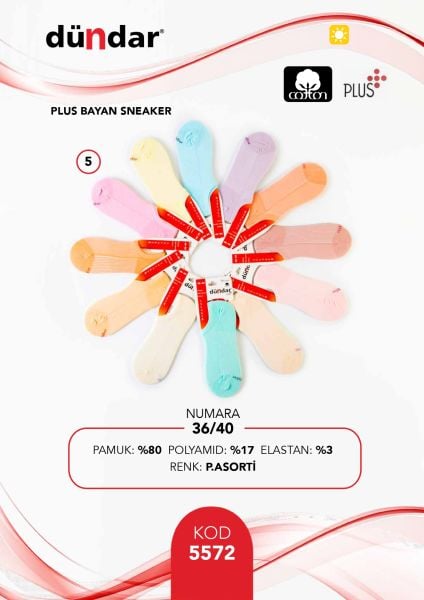 DÜNDAR 5572 BAYAN PLUS SNEAKER BABET ÇORAP