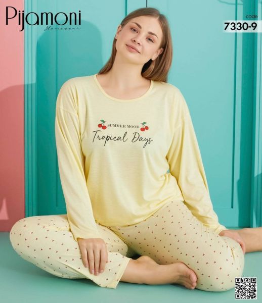 PİJAMONİ 7330-9 POLYVİSKON BATTAL PİJAMA TAKIM