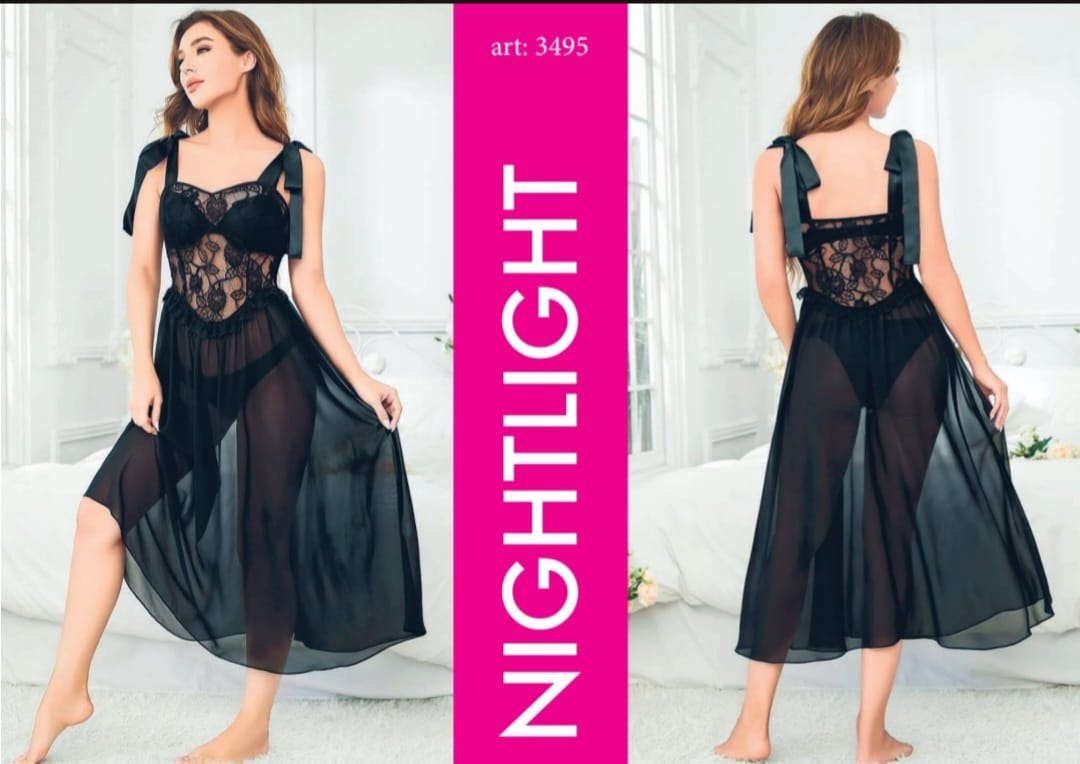 NIGHTLIGHT 3495 FANTAZİ GECELİK SİYAH