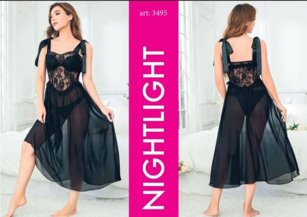 NIGHTLIGHT 3495 FANTAZİ GECELİK SİYAH