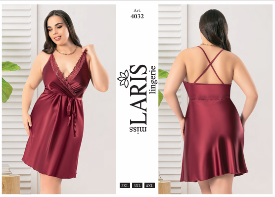 MİSS LARİS 4032 BIG SİZE SATEN KISA GECELİK