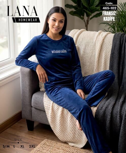 LANA 465-102 FRANSIZ KADİFE O YAKA PİJAMA TAKIM