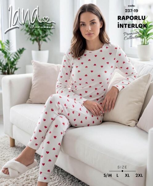 LANA 237-19 BAYAN RAPORLU İNTERLOK PİJAMA TAKIM