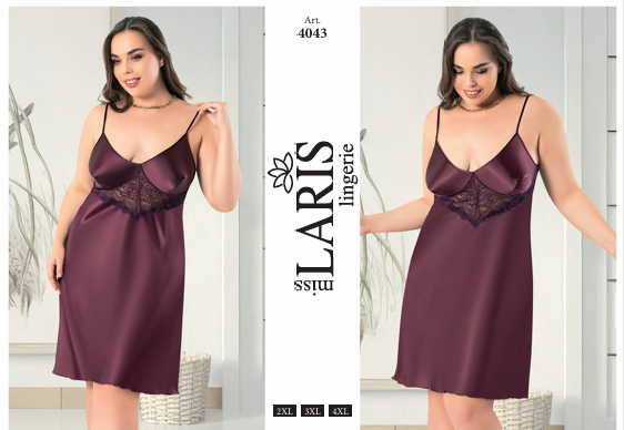 MİSS LARİS 4043 BIG SİZE SATEN KISA GECELİK
