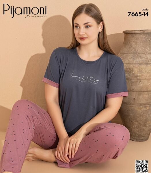 PİJAMONİ 7665-14 MİLAN BATTAL KISA KOL PİJAMA TK