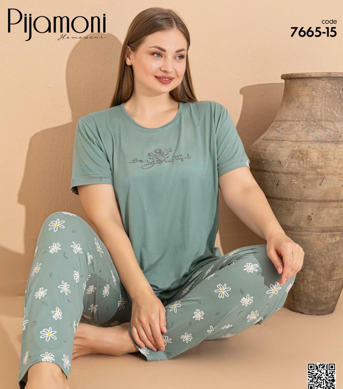PİJAMONİ 7665-15 MİLAN BATTAL KISA KOL PİJAMA TK