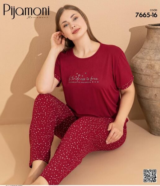PİJAMONİ 7665-16 MİLAN BATTAL KISA KOL PİJAMA TK