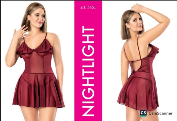 NIGHTLIGHT 3461 TRANSPARAN GECELİK BORDO