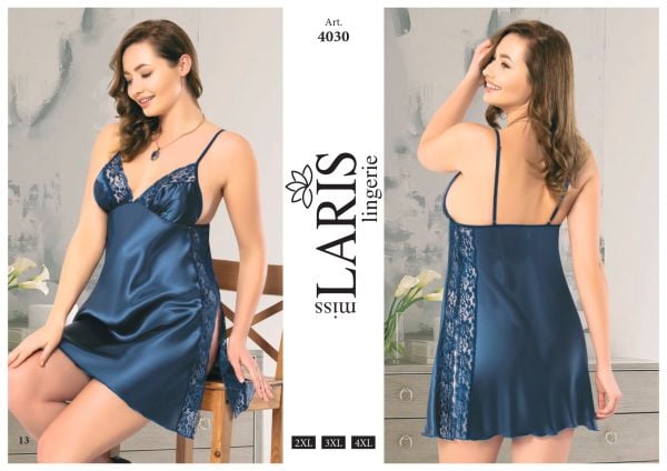 MİSS LARİS 4030 BIG SİZE SATEN KISA GECELİK LACİ
