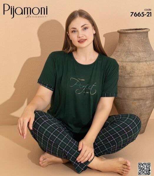 PİJAMONİ 7665-21 MİLAN BATTAL KISA KOL PİJAMA TK